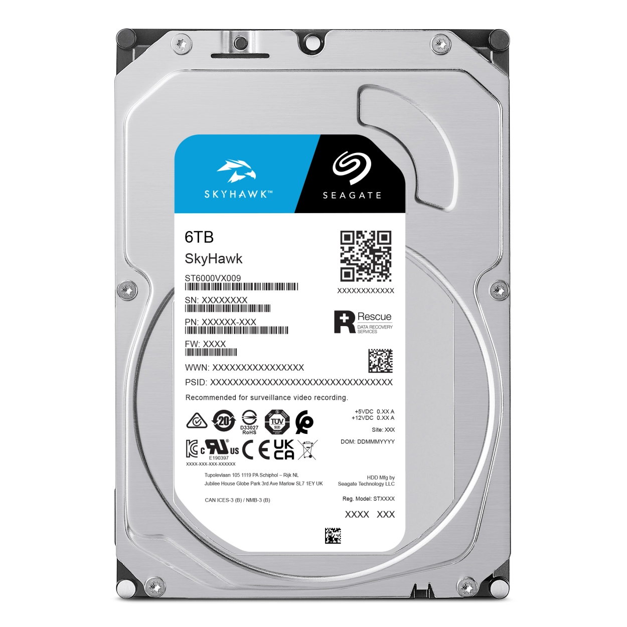 SEAGATE SKYHAWK 6 TB 256MB 5400RPM SATA3.0 724 DVR,NVR için Güvenlik HDD